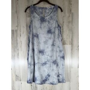 C&C California A-line Shift Dress Medium Blue White Tie Dye Lyocell Sleeveless